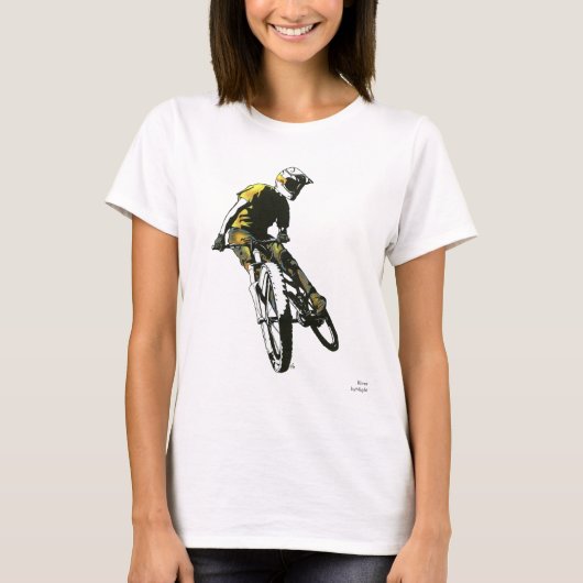 山のバイクもしくは自転車に乗る人v.1 tシャツ (正面)