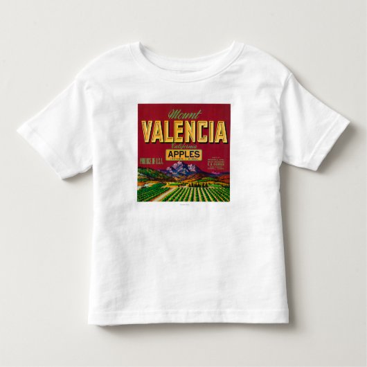 山のバレンシアAppleのラベル- Watsonville、カリフォルニア トドラーTシャツ (正面)