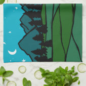 山のバンライフキャンピングムーンスターズ キッチンタオル (折り畳み)