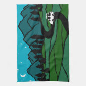 山のバンライフキャンピングムーンスターズ キッチンタオル (縦)