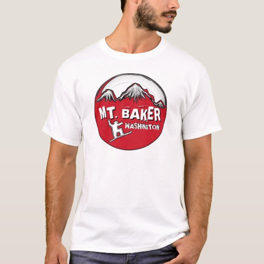 山のパン屋のワシントン州の人の赤いスノーボードのティー Tシャツ (正面)