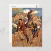 山のピークに3つのアルピニスト、おもしろいヴィンテージ ポストカード (正面/裏面)