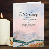 山のフローラフィールドお祝いの人生の葬儀 プログラム