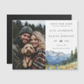 山のフローラ写真の結婚式の日付を保存 マグネット招待状 (正面/裏面)