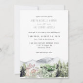 山のブドウ園の風景が描かれた結婚式の招待状 | Rustic Mountain Vineyard (正面)