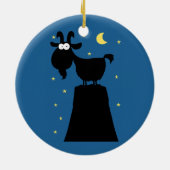 山のヤギのシルエット セラミックオーナメント (裏面)