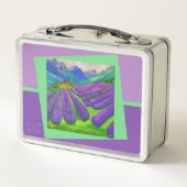 山のラベンダーフィールド – アート メタルランチボックス (裏面)