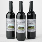 山のロッジの家族に自分自身の歓迎を作成 ワインラベル (ボトル)