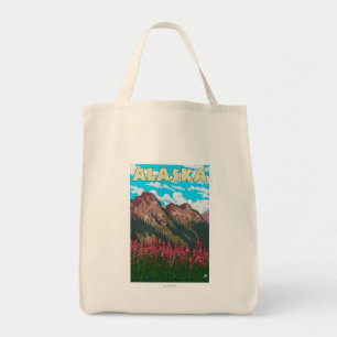 山のヴィンテージ旅行ポスターを持つFireweed トートバッグ