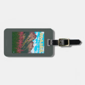 山のヴィンテージ旅行ポスターを持つFireweed ラゲッジタグ (正面横)