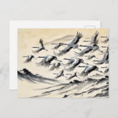 山の上でのクレーンの移中国の行インクペイント ポストカード (正面/裏面)