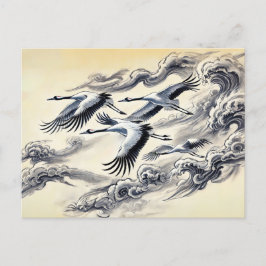 山の上でのクレーンの移中国の行インクペイント ポストカード