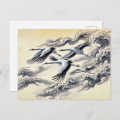 山の上でのクレーンの移中国の行インクペイント ポストカード (正面/裏面)