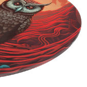 山の上でフクロウのカップル カッティングボード (角)