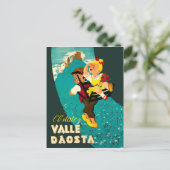 山の上で男の子と女の子ハイキング ポストカード (スタンド正面)