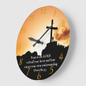 山の上で箴言3:5十字架 ラージ壁時計 (傾斜)