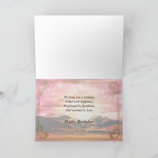山の上に日没の叔父の誕生日 カード (内部)