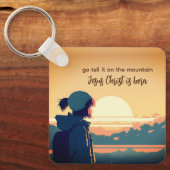 山の上に行くイエス・キリストは生まれ キーホルダー (正面)