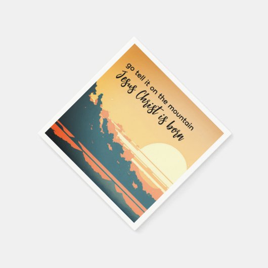 山の上に行くイエス・キリストは生まれ スタンダードカクテルナプキン (角)