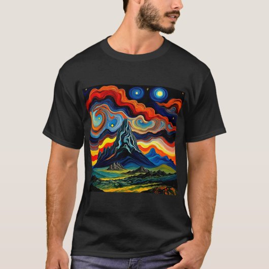 山の上に雲が吹く4 Tシャツ (正面)