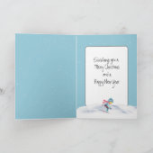 山の上のクリスマススキーヤー シーズンカード (内部)