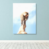 山の上のバブーンモンキー キャンバスプリント (インサイチュ (ウッドフロア))