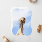 山の上のバブーンモンキー ノートカード (正面/裏面インサイチュ)