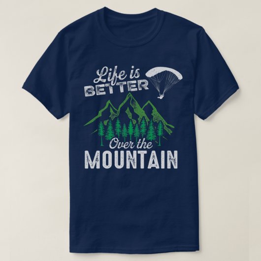 山の上のパラグライダーパイロット Tシャツ (デザイン正面)