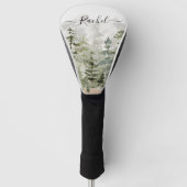 山の上のモノグラム水彩緑の松の森 ゴルフヘッドカバー (正面)