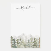 山の上のモノグラム水彩緑の松の森 ポストイット (正面)