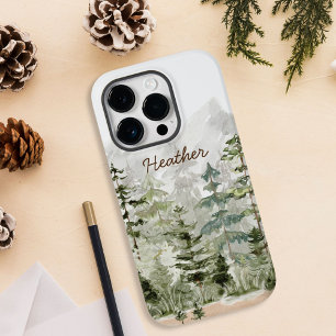山の上のモノグラム水彩緑の松の森 Case-Mate iPhone 14 PROケース