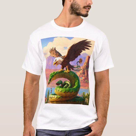 山の上のワシvsヘビ" tシャツ (正面)