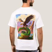 山の上のワシvsヘビ" tシャツ (裏面)