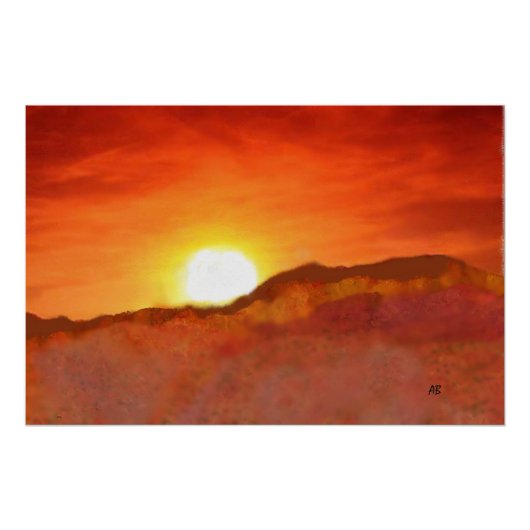 山の上の夕日 ポスター (正面)