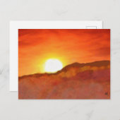 山の上の夕日 ポストカード (正面/裏面)