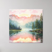 山の上の日の出の油絵。 キャンバスプリント (正面)