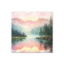 山の上の日の出の油絵。