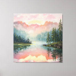 山の上の日の出の油絵。 キャンバスプリント