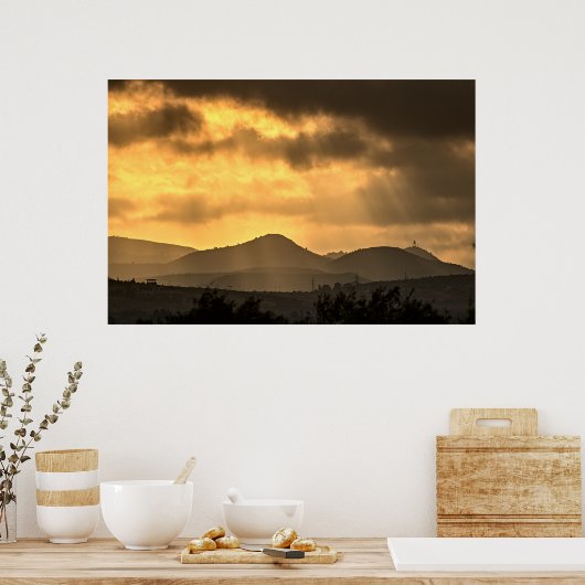 山の上の日の出、キプロス(2945)ポスター ポスター (キッチン)