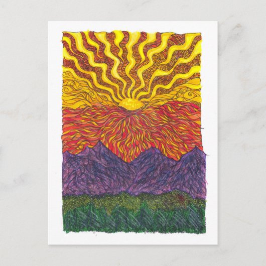 山の上の日の出 ポストカード (正面)