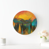山の上の日の出 ラージ壁時計 (ホーム)