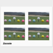 山の上の明るい色のゴルフボール 長方形シール (シート)