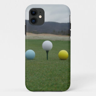 山の上の明るい色のゴルフボール iPhone 11 ケース