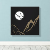 山の上の満月威厳のある キャンバスプリント (インサイチュ (ウッドフロア))