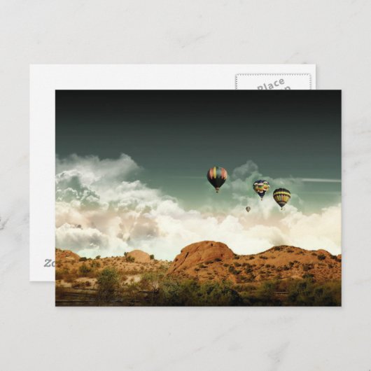 山の上の熱気球ポストカード ポストカード (正面/裏面)