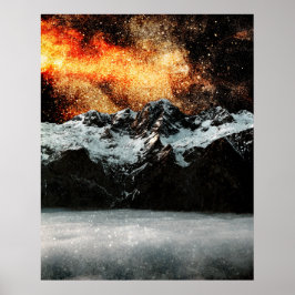 山の上の燃焼銀河系威厳のある ポスター