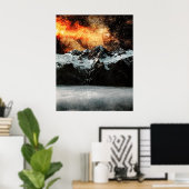 山の上の燃焼銀河系威厳のある ポスター (ホームオフィス)