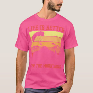 山の上の生活より良いパラグライディングスカイダイビングP Tシャツ