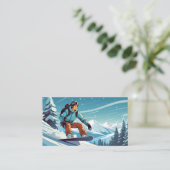 山の上の男性のスノーボーダー 名刺 (スタンド正面)