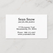 山の上の男性のスノーボーダー 名刺 (裏面)